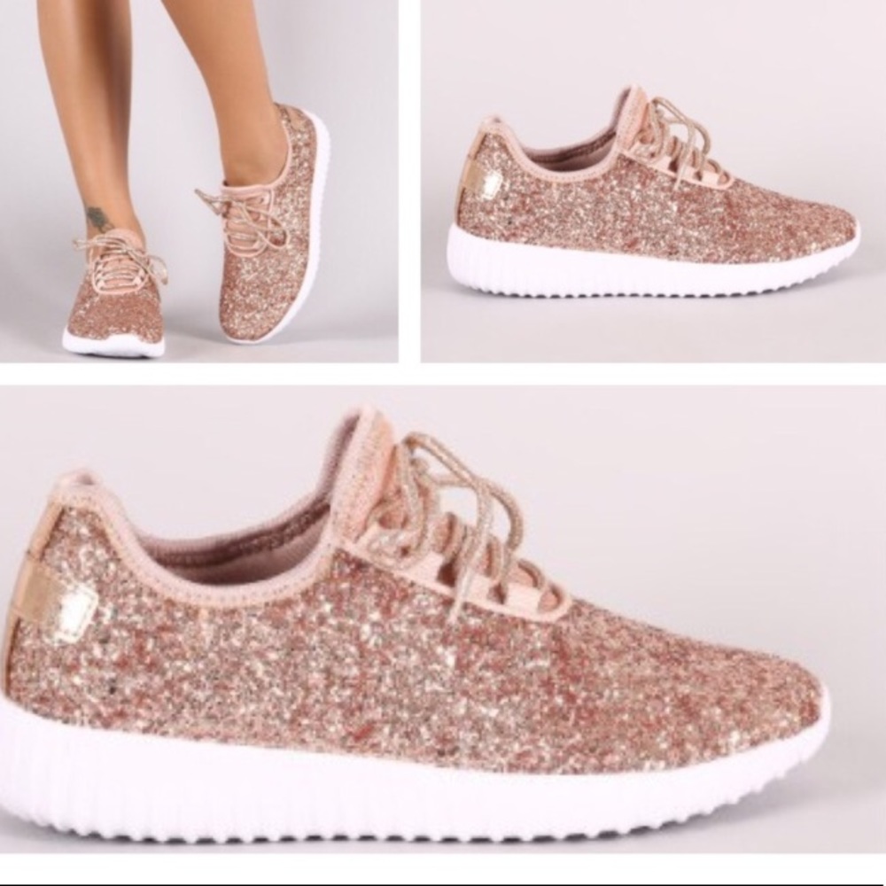 ROSE GOLD GLITTER SHOES BRAND NEW
